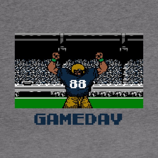 Blue and Gold Football Gameday Retro 8 Bit Linebacker by SLAG_Creative